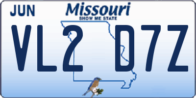MO license plate VL2D7Z
