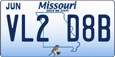 MO license plate VL2D8B