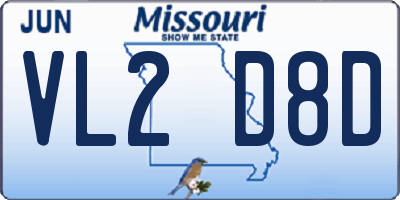MO license plate VL2D8D