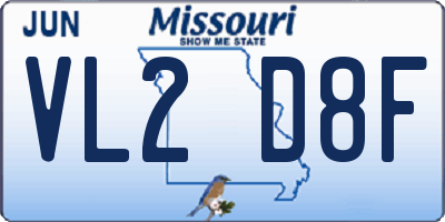 MO license plate VL2D8F