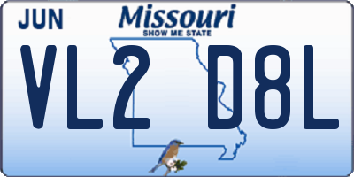 MO license plate VL2D8L