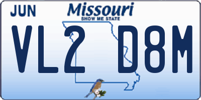 MO license plate VL2D8M