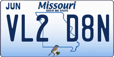 MO license plate VL2D8N