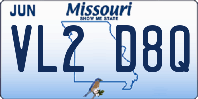 MO license plate VL2D8Q
