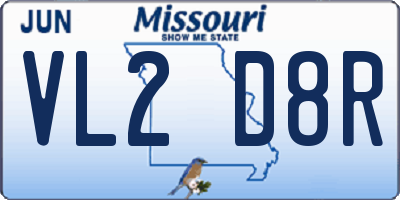 MO license plate VL2D8R
