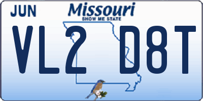 MO license plate VL2D8T