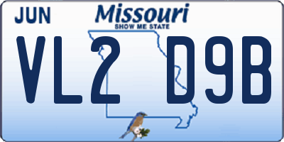 MO license plate VL2D9B