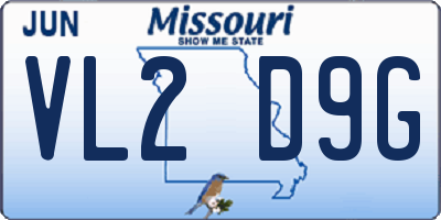 MO license plate VL2D9G