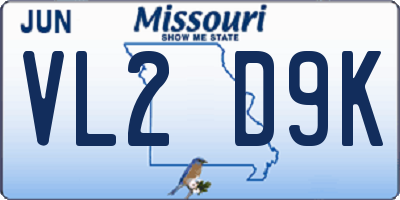 MO license plate VL2D9K