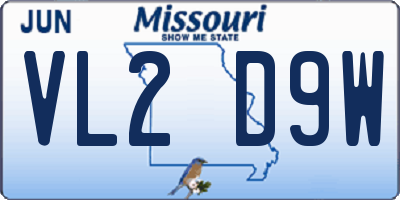MO license plate VL2D9W