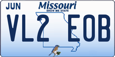 MO license plate VL2E0B
