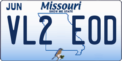 MO license plate VL2E0D