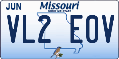 MO license plate VL2E0V
