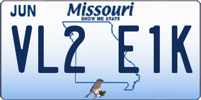 MO license plate VL2E1K