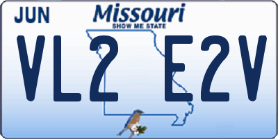 MO license plate VL2E2V
