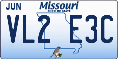 MO license plate VL2E3C