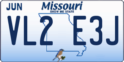MO license plate VL2E3J