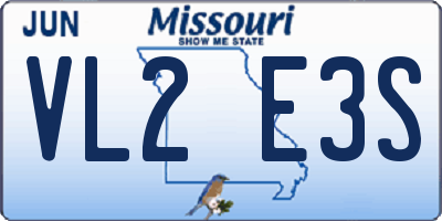 MO license plate VL2E3S