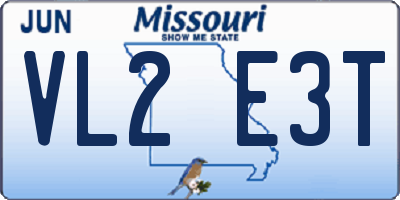 MO license plate VL2E3T