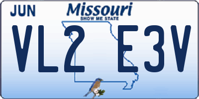 MO license plate VL2E3V
