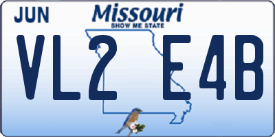 MO license plate VL2E4B