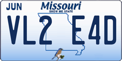 MO license plate VL2E4D