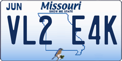MO license plate VL2E4K