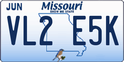 MO license plate VL2E5K