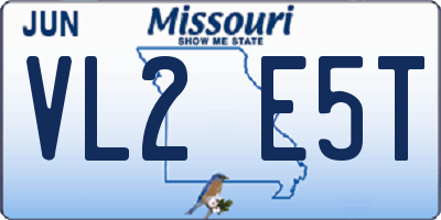 MO license plate VL2E5T
