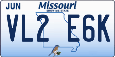 MO license plate VL2E6K