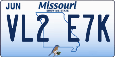 MO license plate VL2E7K