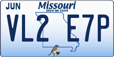 MO license plate VL2E7P
