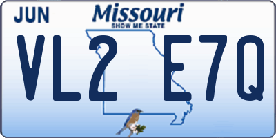 MO license plate VL2E7Q