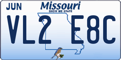 MO license plate VL2E8C