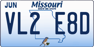 MO license plate VL2E8D