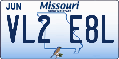 MO license plate VL2E8L