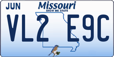MO license plate VL2E9C