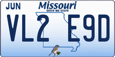 MO license plate VL2E9D
