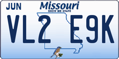 MO license plate VL2E9K