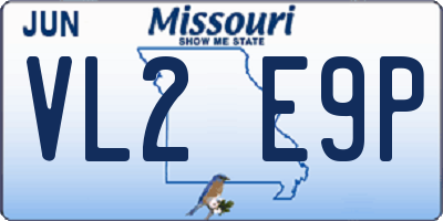 MO license plate VL2E9P