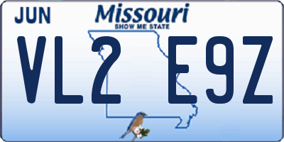 MO license plate VL2E9Z