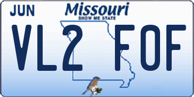 MO license plate VL2F0F