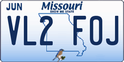 MO license plate VL2F0J