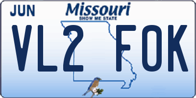 MO license plate VL2F0K