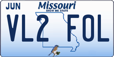 MO license plate VL2F0L