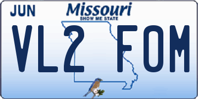MO license plate VL2F0M