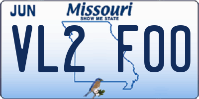 MO license plate VL2F0O