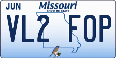 MO license plate VL2F0P