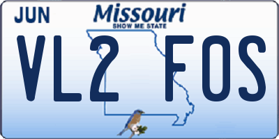 MO license plate VL2F0S