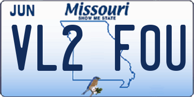 MO license plate VL2F0U